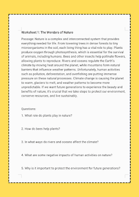 Comprehension Worksheets for Grade 6 Comprehension Worksheets for Grade 6