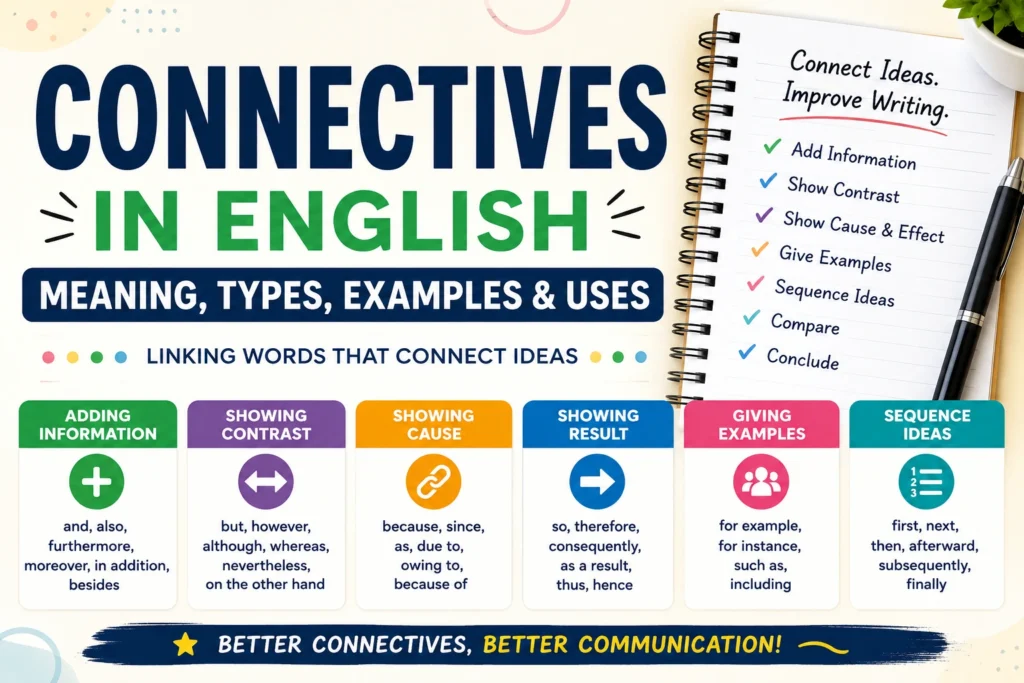Connectives in English: Meaning, Types, Examples & Uses