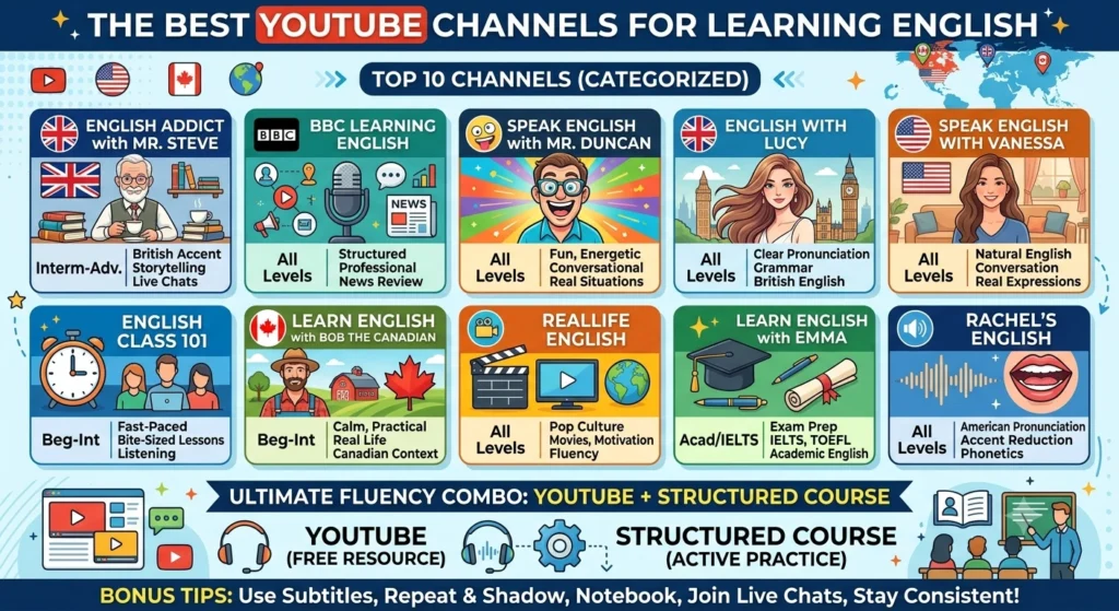 10 Best YouTube Channels for Learning English (Updated Edition)