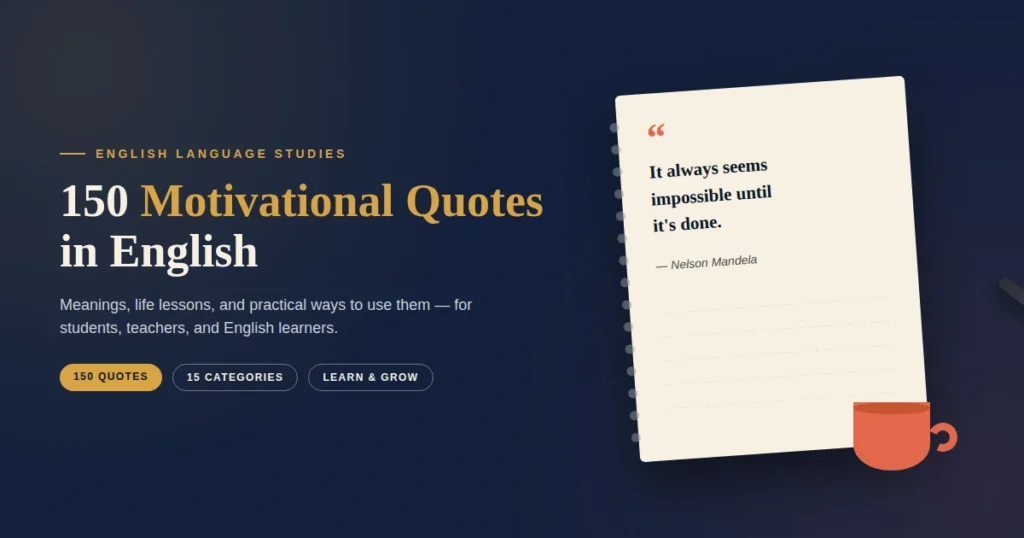 150 Motivational Quotes in English (+ Meaning & Lessons)